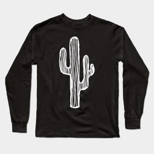 Cactus Doodle White Long Sleeve T-Shirt